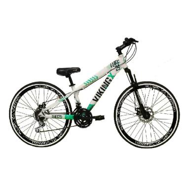 Imagem de  Bicicleta Aro 26 Vikingx Tuff 21v Alumínio Freio a Disco Aros Vmaxx Pretos - Branco\Verde X25