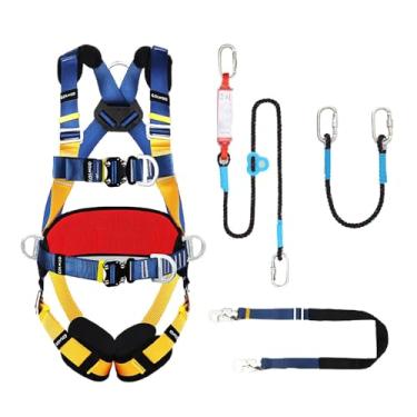Imagem de Arnês de segurança para trabalho em altura, kit de arnês de telhado com corda, arnês de segurança com cordão ajustável, cinto de segurança para trabalho aéreo com cinto de poste e cordão ext