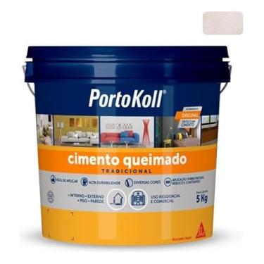 Imagem de Cimento Queimado, Revestimento decorativo cimentício pronto, Argamassa colorida decorativa para de pisos e paredes, internas e externas, Cor: Geada, Balde 5kg