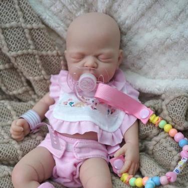 Imagem de Bebê Reborn Boneca Realista Silicone Sólido 35cm Pode Tomar Banho Com 