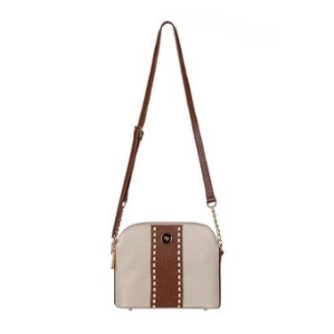 Imagem de Bolsa transversal detalhe alça com corrente couro liso Pérola-Feminino