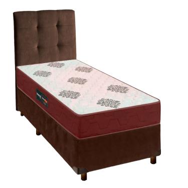 Imagem de Kit Cama Box + Cabeceira + Colchão Solteiro D45 Inovaflex - Marrom
