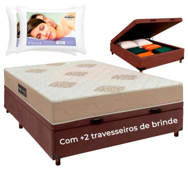 Imagem de Kit Cama Box Bau + Colchão Casal Inova D33 + 2 Travesseiros Ortobom