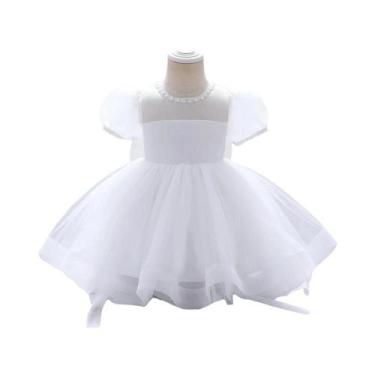 Imagem de Vestido De Festa Branco Para Menina Pequena, Batizado, Aniversário De 