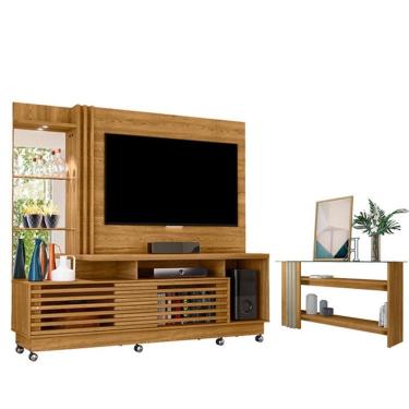 Imagem de Estante Home Theater Frizz Plus Cumaru Com Rodízios Com Aparador Frizz Cumaru Opala- Ma...