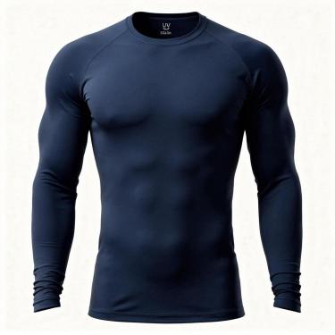 Imagem de Camiseta Térmica Masculina Segunda Pele UV Proteção Solar Manga Longa Compressão-Masculino