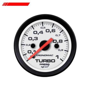 Imagem de Manômetro turbo 52mm mecânico 1kg street branco (155301sb) cronomac