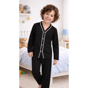 Imagem de Pijama Menino de Frio Aberto Com Botões Conjunto infantil Longo abertu