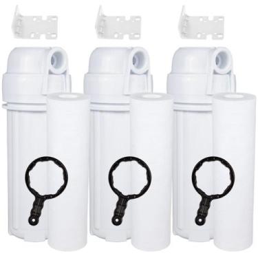 Imagem de Filtro Agua Triplo Para Entrada De Caixa Dágua Tira Sujeira  Azul - Ro