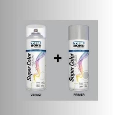 Imagem de Kit tinta spray verniz primer 350ml tekbond preparação e acabamento pr