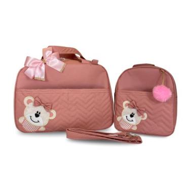 Imagem de Kit Bolsa Maternidade 2 Peças Grande Impermeável + Mochila + Trocador 