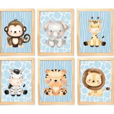 Imagem de Quadro Infantil Safari 6 Un A4 Vidro E Pendurador. - SHOPPINGNET
