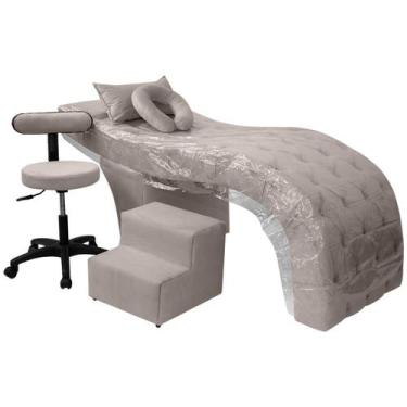 Imagem de Maca Estética Charme Cílios + Mocho + Escada + Capa Veludo - SOFA STOR