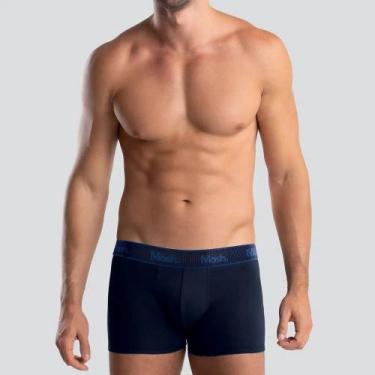 Imagem de Cueca Boxer Cotton Mash Masculina Cós Elástico, Azul marinho, P