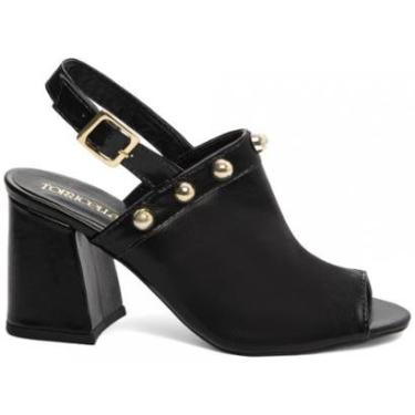 Imagem de Sandália Salto Alto Grosso 7cm Ankle Boot Apliques Feminina-Feminino