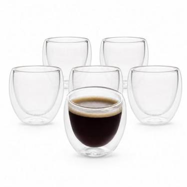 Imagem de Copo xícara de café parede dupla kit com 6 unidades 90ml - Mimos  e Vi