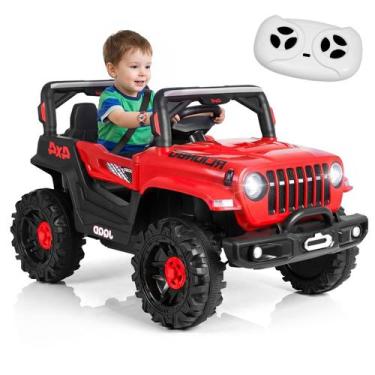 Imagem de Carro Elétrico Infantil 12v Jeep Vermelho Com Controle Remoto Frente E