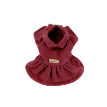 Imagem de Vestido Moletom para Cachorro e Gato Pet - Bichinho Chic, Vinho, 07
