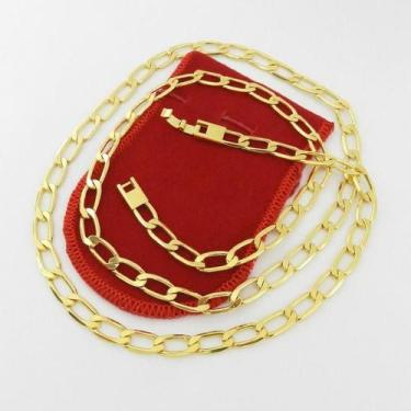 Imagem de Corrente Masculina 60cm 6mm Largura Folheada Ouro Cr203 - WNBIJOUTERIA