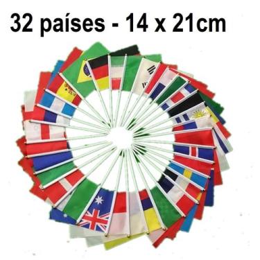 Imagem de Bandeira Missões Evangelho 32 Nações De Mão 14x21 Cm - maranata shofar