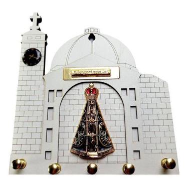 Imagem de Porta Chave Igreja Aparecida Com A Torre Em Mdf Branco - SANTISSIMA, B