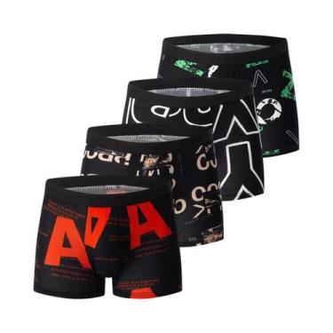 Imagem de Calções De Banho Masculinos plus Size Estampados, Conjunto De 4 Peças,
