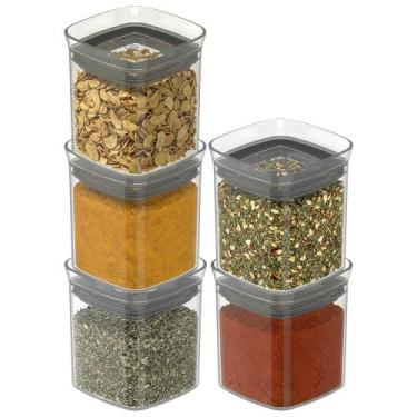 Imagem de Kit 5 Porta Tempero Condimento Pote Hermético 150ml Block Ou
