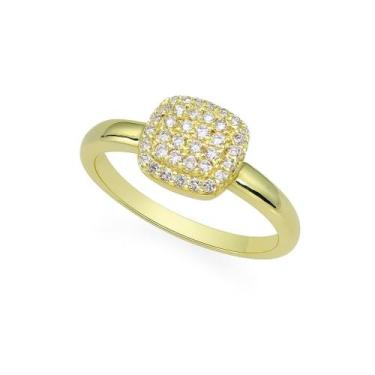 Imagem de Anel Quadrado Zircônia Cristal Banhado a Ouro - Almadine Joias