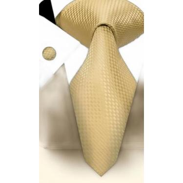 Imagem de Kit Gravata Slim Dourada + Lenço + Abotoaduras - Congratulations Store