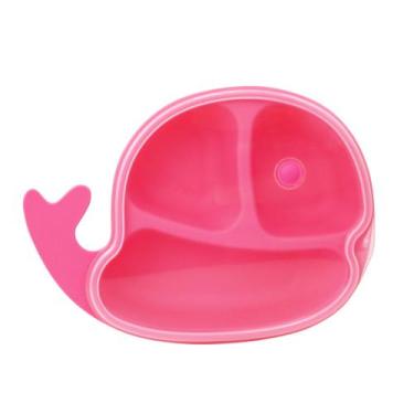 Imagem de Prato Infantil Baleia com Tampa Rosa Livre de BPA - CLINGO