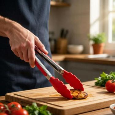 Imagem de Pegador de Alimentos 28cm em Aço Inox e Plástico para Cozinha - Paláci