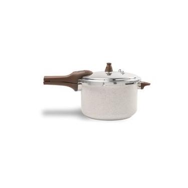 Imagem de Panela de Pressão 24 cm 6,8 L Revestimento Cerâmico Fundo de Indução Linha Ceramic Life Pressure Brinox Creme