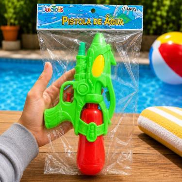 Imagem de Pistola de Água Infantil com Design Colorido e Moderno para Diversão no Verão Verde com Reservatório Integrado
