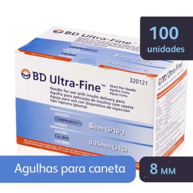 Imagem de Agulha para Caneta Aplicadora de Insulina BD Ultra-Fine 8mm com 100 unidades 100 Unidades