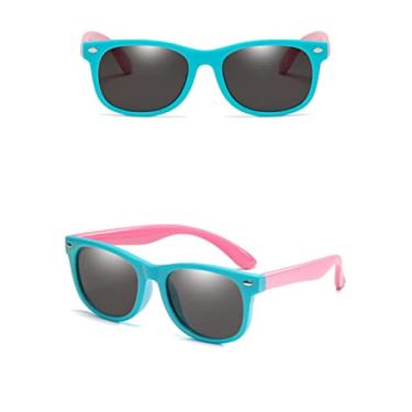 Imagem de Óculos de sol kids - Oculos de sol infantil de 02-12 anos Dobravel flexivel uv400 com caixinha (verde e rosa)