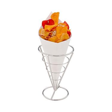 Imagem de Restaurantware Conetek Conetek Cones de comida de dedo brancos ecológicos: perfeitos para aperitivos - Cone de papel seguro para alimentos - Descartável e reciclável - 100 quilates