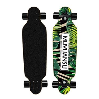 Imagem de TangDao Mini skate Longboard Cruiser 80 cm 8 camadas de madeira de bordo com rolamento ABEC-7 para crianças e adultos e iniciantes (selva, roda de rua preta)