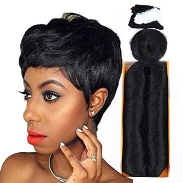 Imagem de Mayloss 28 peças de extensões de cabelo humano com fecho superior não processado brasileiro encaracolado brasileiro curto trançado ondulado (7,6 cm 10,1 cm 12,7 cm comprimento misto 100 g/pçs 1B cor)