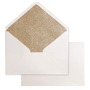 Imagem de PONATIA 50 peças/lote de envelopes A7, envelopes brilhantes dourados de 13 x 19 cm, perfeitos para casamentos de 12 x 18 cm, cartões de convite, convites de formatura