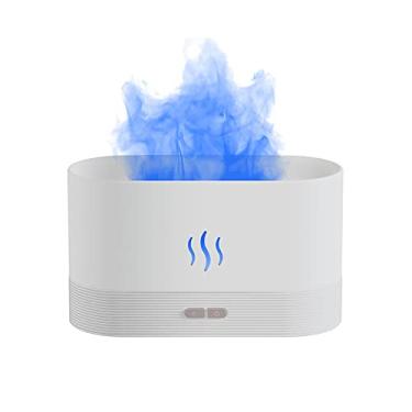 Imagem de NEARAY Umidificador de difusor de chama, 7 opções de cores, Ultrassônico 180ML USB umidificador de chama óleo essencial difusores de aroma lâmpada de humor de chama atomizador ultrassônico (Branco)