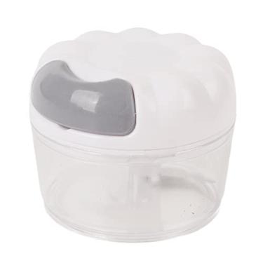 Imagem de Mini picador de alho manual mini picador de alimentos picador de alho, picador de vegetais, cortador de cebola, processador de alimentos pequeno portátil para alho, gengibre, pimenta, legumes, 8,9 x 7,1 cm (branco)