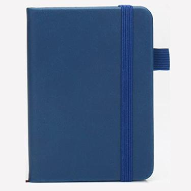 Imagem de A7 mini notebook portátil bloco de notas PU capa diário escrito à mão livro bloco de notas escritório estudante papelaria escolar, azul escuro