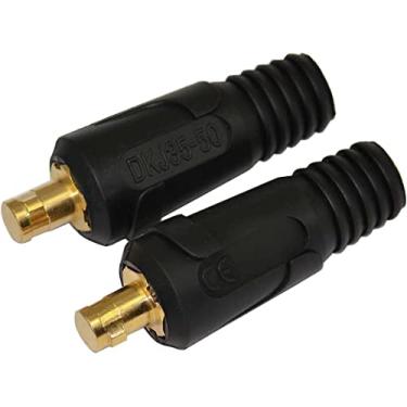Imagem de RIVERWELD Conector de painel de cabo de soldagem TIG DKJ35-50 315Amp com cor preta estilo Dinse-Style Quick Fitting Pacote com 2