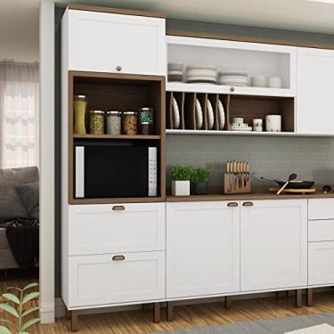 Imagem de Torre para 2 Fornos 2 Portas 1 Gaveta Iluminata Genialflex Branco Fosco/ébano Fosco