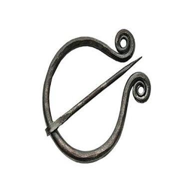 Imagem de Szco Supplies Broche de manto medieval - Broche celta de aço carbono de 10 cm para mantos e xales, fixador estilo viking com pino giratório