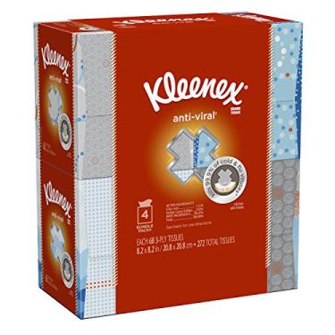 Imagem de Kleenex Lenços faciais antivirais, lenços por caixa de cubo, pacote com 4