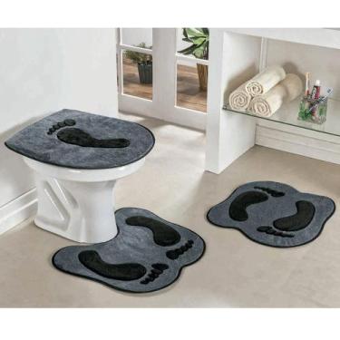 Imagem de Kit Tapetes De Banheiro Pegada Antiderrapante 3 Peças - Guga Tapetes