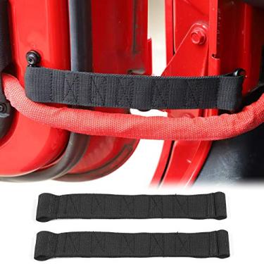 Imagem de JeCar para Jeep Door Strap, 2 peças Frente e Traseira Resistente Porta Limitando Alça de Verificação para Jeep Wrangler CJ YJ TJ JK e Unlimited (Preto)