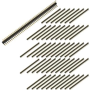 Imagem de DIYhz 50 peças ROHS fileira única 140 40p agulha dobrada macho PCB pino cabeçalho 2,54 mm conector macho de ouro para computador e placa de ensaio