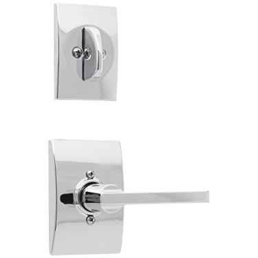 Imagem de Schlage Lock Company F94LAT625CEN Latitude Maçaneta falsa pacote interior com placa de proteção de fechadura, cromo brilhante